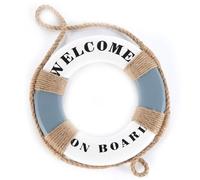 HEITMANN DECO - "Welcome on Board Life Ring for Decoration - Nautical Hanging Decoration - Wall Decoration, White/Blue/Beige