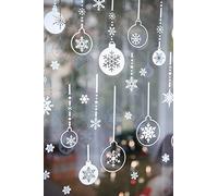 HEITMANN DECO Window Decoration Self-Adhesive Christmas Baubles Christmas Decoration Advent White 28.5 x 40 cm White