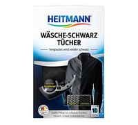 Heitmann Laundry Black Wipes - Washing Machine Restorer Dye for Deep, Dark Colour Clothing - 2 Packs, 10 Sheets