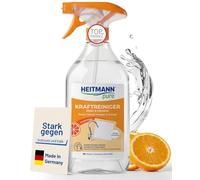 HEITMANN pure Power Cleaner Vinegar + Orange | Cleaner Spray Against Dirt, Soap Residue & Limescale in Kitchen & Bathroom | Ideal for Taps & Surfaces | with Vinegar, Lactic & Citric Acid | 500 ml