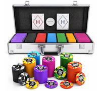 HEITOK 1000pc Poker Chip Set 11.5g Iron Core Numbered Aluminium Case