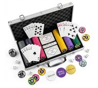HEITOK 300 Piece Poker Chip Set, 11.5g Numbered Heavyweight Chips with Aluminium Case, 2 Decks Cards, Metal Dealer Button & 5 Dice for Texas Hold'em