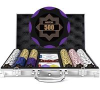 HEITOK 300 Piece Poker Chip Set, 14g Heavyweight Clay Composite Numbered Chips with Aluminium Case, Playing Cards & Blind Buttons