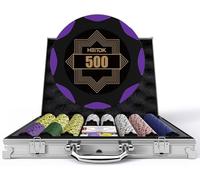 HEITOK 500 pcs Poker Chips Set 14g Clay Composite Denominations Travel Case
