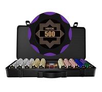 HEITOK 500 Piece Numbered Clay Composite Poker Chip Set 14g Heavyweight with Polycarbonate Case, Waterproof Cards & Dealer Button