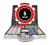 HEITOK 500 Piece Poker Chip Set 11.5g Heavyweight Numbered Chips With Aluminium Case Playing Cards Dealer Buttons And Dice For Texas Holdem Blackjack Casino Night