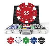 HEITOK 500 Piece Poker Chip Set 11.5g Heavyweight Numbered Chips With Aluminium Case Professional Casino Gaming Kit For Texas Holdem Blackjack Gambling Includes 2 Decks Cards 5 Dice And Blind Buttons