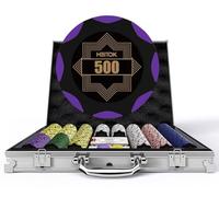 HEITOK 500 Piece Poker Chip Set 14g Heavyweight Clay Composite Numbered Chips With Aluminium Case Cards Dice And Blind Buttons For Texas Holdem Blackjack Casino Night