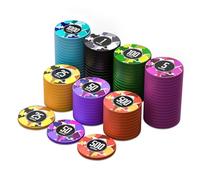 HEITOK Casino Poker Set 100-pcs with Denominations & Professional Weight Chips Plus Waterproof, Poker Kit Casino Game