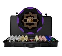 HEITOK Clay Poker Chip Set 500pcs with Numbers, 14g Casino-Grade Chips, German Polycarbonate Case, Complete Accessories, Professional Poker Set for Club Event, Home Game Night & Tournament
