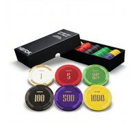 HEITOK Clay Poker Chips Set 100 PCS with Denominations, 14g Clay Composite Weighted Numbered Casino Chips with Aluminum Case for Texas Hold'em, Blackjack & Beginner Home Poker Games