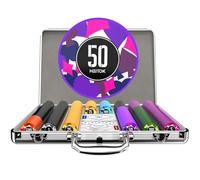 HEITOK Poker Chips with Denominations, 500-pcs 11.5g Weighted Numbered Casino Chips Set, 5 Dice, 2 Decks with Compact Aluminum Case for Texas Hold'em, Blackjack