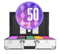 HEITOK Poker Set with Numbered Chips, 1000-pcs 11.5g Weighted Casino Chips, 2 Decks with Waterproof Poker Case for Texas Holdem Games & Blackjack