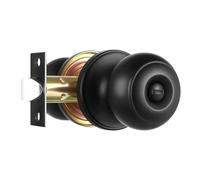 Heittis 1 Pack Black Door Knobs for Bedroom, Round Privacy Door Knob for Bathroom,Black Modern Design Hardware