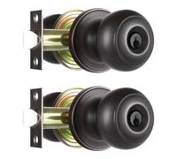 Heittis 2 Pack Ball Door Knob,Round Front Door Handle Gold Entry Door Lock Oil Rubbed Bronze Finish