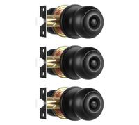 Heittis 3 Pack Black Door Knobs for Bedroom, Round Privacy Door Knob for Bathroom,Black Modern Design Hardware