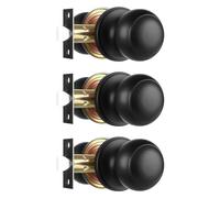 Heittis 3 Pack Black Door Knobs, Passage Door Knob Modern Keyless Flat Ball Door Lock for Closet and Hallway