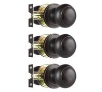 Heittis 3 Pack Closet Door Knobs, Passage Door Knobs for Hall/Closet, Keyless Ball Door Knob, Oil Rubbed Bronze
