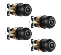 Heittis 4 Pack Front Entry Door Knob,Round Black Ball Door Knob Door Lock for Right or Left Handed Doors