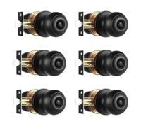 Heittis 6 Pack Black Door Knobs for Bedroom, Round Privacy Door Knob for Bathroom,Black Modern Design Hardware