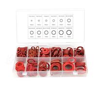Heitune 600pcs 12 Sizes Red Steel Paper Fiber Flat Washers Kit Insulation Washer Assorted Set With Box