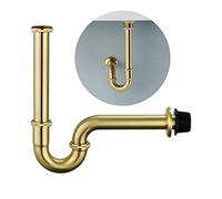 Heixutas Brass P Trap Bathroom Sink : 1 1/4 Sink Trap with Adjustable Height - Brushed Gold Bottle P-Trap with Slip Joint Extension Tube - U-Shape Basin Sink Plumbing/Pipe Replacement Kit