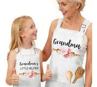 heiyihe Matching Aprons for Kids and Adults - Grandma Apron with 2 Pockets Aprons for kids, Matching Gift for Grandma and Granddaughter, Pefect for Cooking, Gardening, Bartending Painting