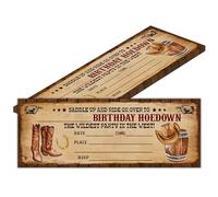 heiyihe Retro Birthday Cards-The Wildest Party Ticket Invite Cards-Retro West Boots Birthday Invitation with Envelopes for West Lovers-Celebration Party Favor & Supplies (20 Packs)-A22