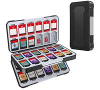 HEIYING Switch Game Case for Nintendo Switch 2/ Lite/OLED, Black Portable Travel Carry Storage Case with 48 Game Card Slots and 24 Micro SD Cards Slots