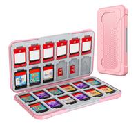 HEIYING Switch Game Case for Nintendo Switch 2/Lite/OLED, Pink Memory Storage Holder Case with 24 Game Card Slots and 24 Micro SD Cards Slots