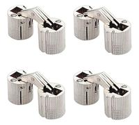 HEJIGOOD 4 Pack Silver Brass Barrel Hinges Cylindrical Hidden Cabinet Concealed Invisible Hinges 180 Degree Mount (8mm/0.31in)