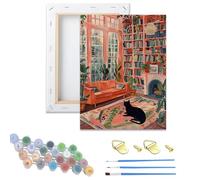 HEJINSHI DIY Wooden Framed Paint by Numbers Kits for Adults,Painting Kit on Canvas, Color by Numbers,Mini Adult Paint by Number for Home Wall Decor,Gifts (Cozy Living Room)