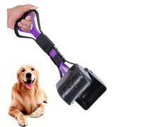 HEJINYUN Portable Pet Dog Pooper Scooper Foldable, Long Handle Jumbo Jaw Dog Poop Scooper with Easy Squeeze Trigger, Folds to 9×4.7 Inches for Walks Garden Grass Gravel