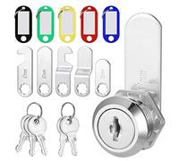 Hejo 16mm Security Mailbox Lock, Cam Lock Comes with 5 Different Lock Plates, Post Box Lock with 5 Key and 5 Color Key Tags, Ideal for Cupboard Doors, Furniture,rawer, Dresser, Silver