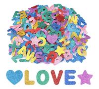 Hejo 196Pcs Letters Foam Stickers, Alphabet Glitter Stickers, Colorful Felt Letters, Sparkling Foam Alphabet Stickers, Self-Adhesive Letters Stickers for Card Decoration Kids Learning (7 Colors)