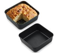 Hejo 2 PCS 6 Inch Square Cake Tins, Stainless Steel Square Baking Tin, Baking Tray with Non-Stick Coating, Deep Cake Pan for Brownies Lasagnas Layer Cakes, Easy Clean (16×16× 5cm)