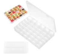 Hejo 2 PCS Snack Box with Compartments, Travel Snack Box for Plane with 36 Removable Grids, Multi Plastic Compartment Organiser Boxs for Beads,Candies,Jewelry Crafts