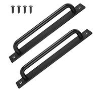 Hejo 2PCS Sliding Barn Door Handles, Durable Aluminium Alloy Sliding Door Pull Handles, Heavy Duty Black Sliding Pull Handles for Shed Door, Balcony Door, Kitchen Cabinet