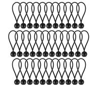 Hejo 35 PCS 4 Inch Black Bungee Cords with Balls, Durable Portable Bungee Balls, Polypropylene and Latex Braid Tarpaulin Bungees Balls for Tarpaulins, Pavilions, Tents, Camping