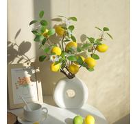Hejo 3PCS Lifelike Artificial Lemon Branches - 9 Artificial Lemon Fruits, 52cm Fake Lemon Stems for Summer Home Kitchen Farmhouse Party Decor