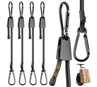 Hejo 4 Pack Adjustable Bungee Cords with Carabiner Hook, 100cm Heavy Duty Bungee Straps, Hook Telescopic Cord, Black Latex Rubber Tensioner for Car, Boat, Bicycle, Camping & Outdoor