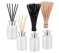Hejo 4 Pcs 100ml Matte White Reed Diffuser Bottles Silver Cover