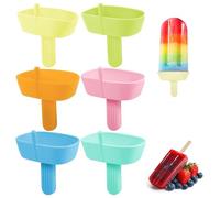 Hejo 6 Pcs Ice Lolly Holder, Silicone Drip Free Popsicle Holder for Kids, Reusable Ice Pop Holder with Straw for Home Gadget, Summer Party (Pink, Yellow, Orange, Light Blue, Dark Blue, Green)