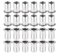 Hejo 60Pcs M8 Rivet Nut, 304 Stainless Steel Rivet Nut Insert Cap Kits, Flat Head Threaded Riveting Nuts Ideal for Automotive Furniture Electrical Industrial