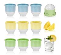 Hejo 9 Pack Ice Ball Mould, 6cm Large Round Ice Cube Moulds, Easy Release, Leak-Proof, Reusable Silicone Ice Cube Moulds, Stackable Ice Ball Maker for Whisky, Coffee, Cocktails(Blue, Yellow, Green)