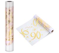 Hejo 90th Birthday Table Runner, 28cmX10m Gold Transparent Mesh Table Decorations, 90 Years Old Party Table Decor, Breathable and Soft Table Cloth for Flower Packaging, Birthday Parties, Banquet