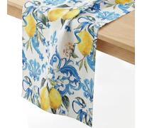 Hejo Blue Lemon Summer Table Runner, Durable Print Table Runner - Machine Washable 40x250cm for Kitchen, Dining, Garden Parties & Outdoor Gatherings
