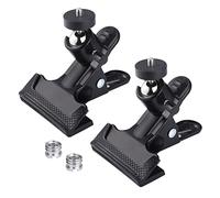 Hejo Camera Clip Set, 2pcs Multi-Function Camera Clamps with 2pcs 1/4" to 3/8" Convert Screw Adapters,Tripod Spring Mount Clip with 1/4" Screw Ball Head for Camera Tripod DSLR Studio Backdrop