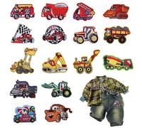 Hejo Sew on Patches, 16PCS Iron on Patches for Clothing, Cute Cartoon Car Embroidered Applique Patches Stickers Decorative, DIY Iron on Transfers for Kids Jeans, Pants, Hats, Shoes, Backpacks