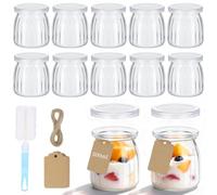 Hejo Yogurt Small Glass Jars with Lids, 12 Pcs 200ml Reusable